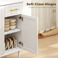 55" Buffet Cabinet with Soft-Close Doors, Modern Sideboard with 2 Drawers, 3 Adjustable Shelves and 4 Doors, White