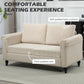 Vintage Loveseat, Upholstered Love Seat Furniture, Fabric 2 Seater Sofa with Rolled Arms, Rubber Wood Legs, Beige