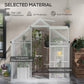 Walk-In Greenhouse, Polycarbonate Greenhouse with Sliding Door, Window, Aluminium Frame, Foundation, Silver