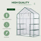 56" x 29" x 77" Walk-in Greenhouse, Mini Greenhouse with 4 Shelves, Roll-Up Door and Weatherized Cover, Clear