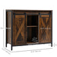 Industrial Sideboard, Buffet Cabinet with Sliding Barn Doors, Storage Cabinets and Adjustable Shelves for Living Room, Kitchen, Home Bar, Rustic Brown