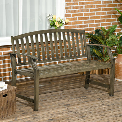 Metal Garden Bench with Wood-Look Slatted Frame