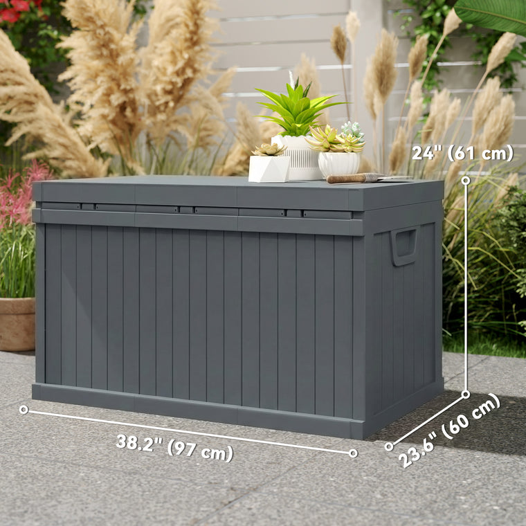 70-Gallon Resin Deck Box with Handles - Dark Grey