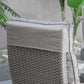 3 Pieces Patio Wicker Bistro Set, PE Rattan Coffee Table & Adjustable Recline Chairs Furniture Set with Cushions and Wood Grain Plastic Top, Grey