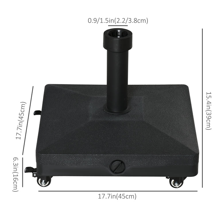 Black HDPE Square Parasol Base with Wheels
