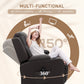 Swivel Massage Recliner Chair Rocker, Overstuffed Manual Reclining Sofa, PU Leather Rocking Chair with Side Pockets, Cup Holders, for Living Room, Nursery, Brown