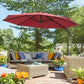 10ft Cantilever Patio Umbrella with 360° Rotation, Crank & Cross Base for Garden Deck Pool Backyard, Wine Red