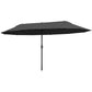 15ft Double-sided Outdoor Sun Umbrella with Twin Canopy, Outdoor Parasol with Crank for Pool, Deck, Black