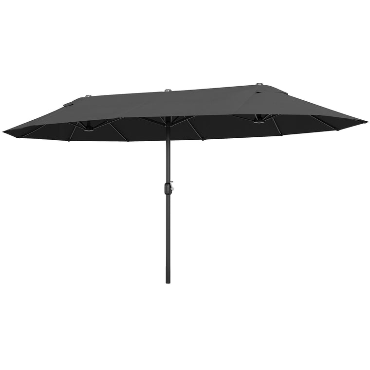 15ft Black Double-Sided Umbrella with Twin Canopy & Crank
