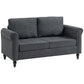 Vintage Loveseat, Upholstered Love Seat Furniture, Chenille-feel Fabric 2 Seater Sofa Couch with Rolled Arms, Gourd-Shaped Rubber Wood Legs for Living Room, Dark Grey