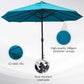 15ft Double-sided Patio Umbrella with Twin Canopy, Extra Large Outdoor Parasol with Crank for Pool, Deck, Market, Sky Blue