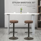 Modern Adjustable Bar Stools Set of 2, Swivel Barstool with Footrest, PU Leather Round Top for Kitchen, Brown