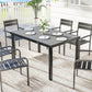 Rectangular Patio Table for 6, Outdoor Dining Table with Wood-Plastic Composite Top and Steel Frame for Garden, Grey