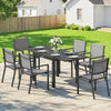 7 Pieces Outdoor Dining Set, Aluminum Patio Table and Chairs Set for 6 with Extendable Tabletop and Stackable Chairs