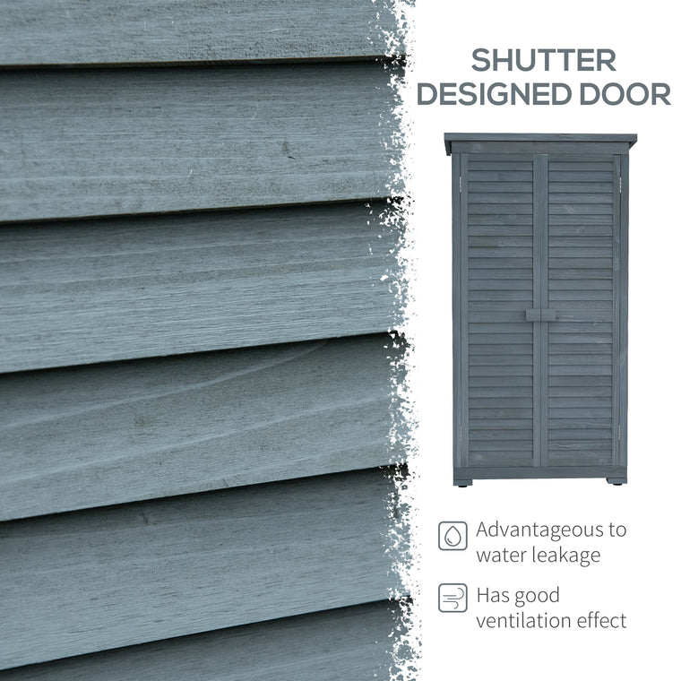34.3" x 18.3" x 63" Wood Garden Shed with Tiered Shelves