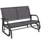Patio Double Glider Outdoor Steel Sling Fabric Gliding Bench Garden Swing Chair Heavy-Duty Porch Rocker Garden Loveseat Grey