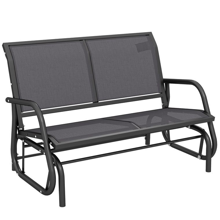 Grey Steel Sling Fabric Gliding Bench Swing