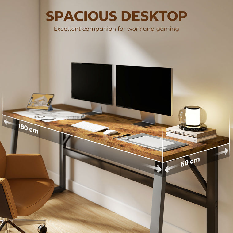 71" Computer Desk with Adjustable Feet - Brown