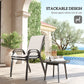 Set of 2 Outdoor Dining Chairs, Stackable Lawn Chairs with High Back, Breathable Mesh Seat for Garden Porch, Black