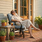 Patio Glider, Outdoor Glider Chair with Cushions, Steel Frame, Curved Armrests, Light Grey
