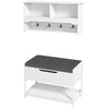 Hall Tree Coat Rack with Shoe Storage Bench - White