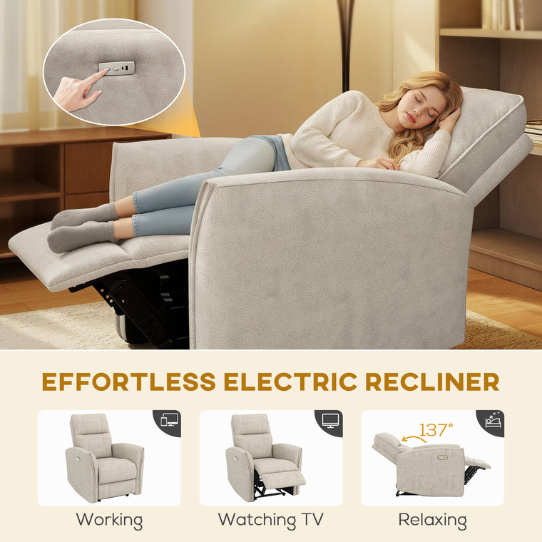 Power Recliner Chair with USB Ports and Footrest