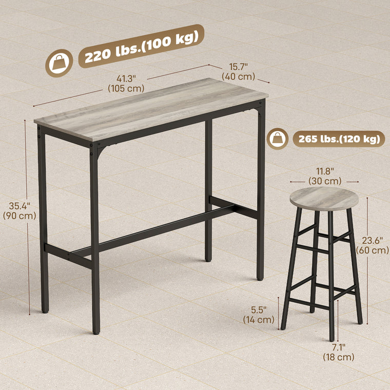 3-Piece Counter Height Bar Table and Chairs Set for 2