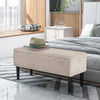 Modern Storage Bench, Ottoman with Storage and Lamb's Wool Upholstery for Living Room, Bedroom, Cream White