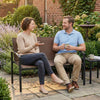 Outdoor Garden Bench, 44 in Metal Patio Garden Park Bench with Breathable Mesh Fabric, 528 lb Load Capacity, Dark Brown
