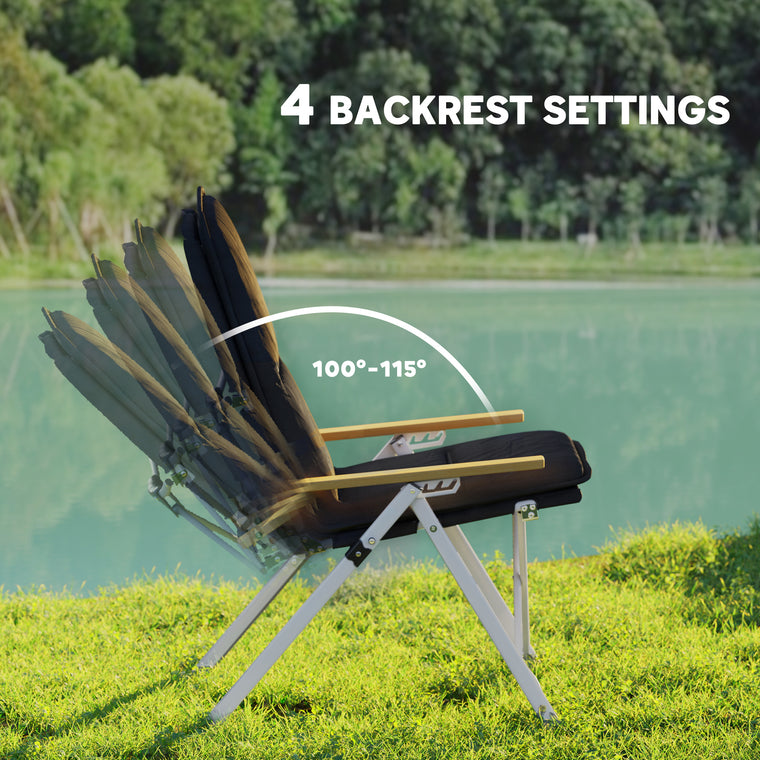 Portable Folding Camp Chairs with Padded Seat, 2-Pack