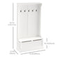 3-In-1 Hall Tree w/ Coat Rack, Shoe Storage and Bench Seat, Entryway Bench w/ 4 Hooks for Hallway, Living Room, White