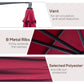 10' Deluxe Patio Umbrella, Outdoor Market Parasol, Banana Hanging Offset Sunshade with Crank, Cross Base, Wine Red