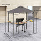 8' x 5' BBQ Grill Gazebo Tent with Double Tiered Canopy for Outdoor Sun Shade, Dark Grey