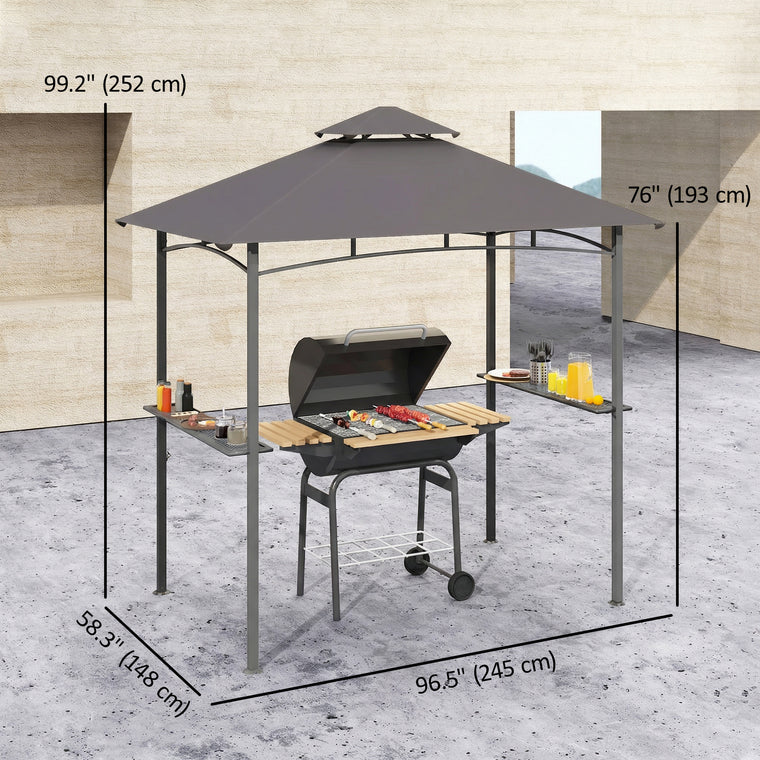 8' x 5' BBQ Grill Gazebo with Double Tiered Canopy
