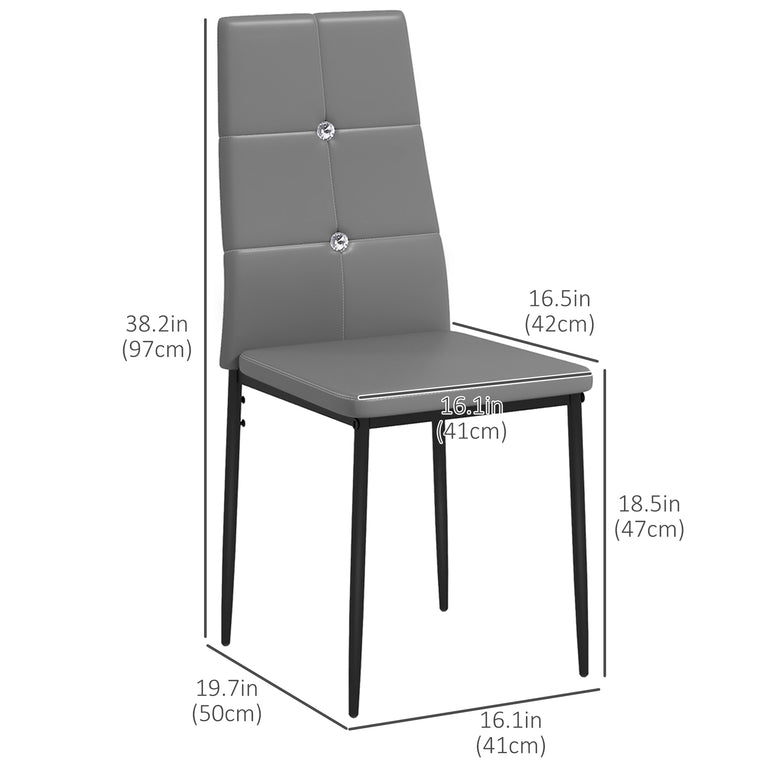 Button-Tufted High-Back Dining Chairs Set of 4 - Grey