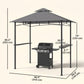 8' x 5' BBQ Grill Gazebo Tent with Double Tiered Canopy for Outdoor Sun Shade, Grey