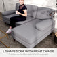 Modern Corner Couch with Right Chaise Lounge, Tufted 3-Seater Sofa with Wooden Legs for Living Room, Grey
