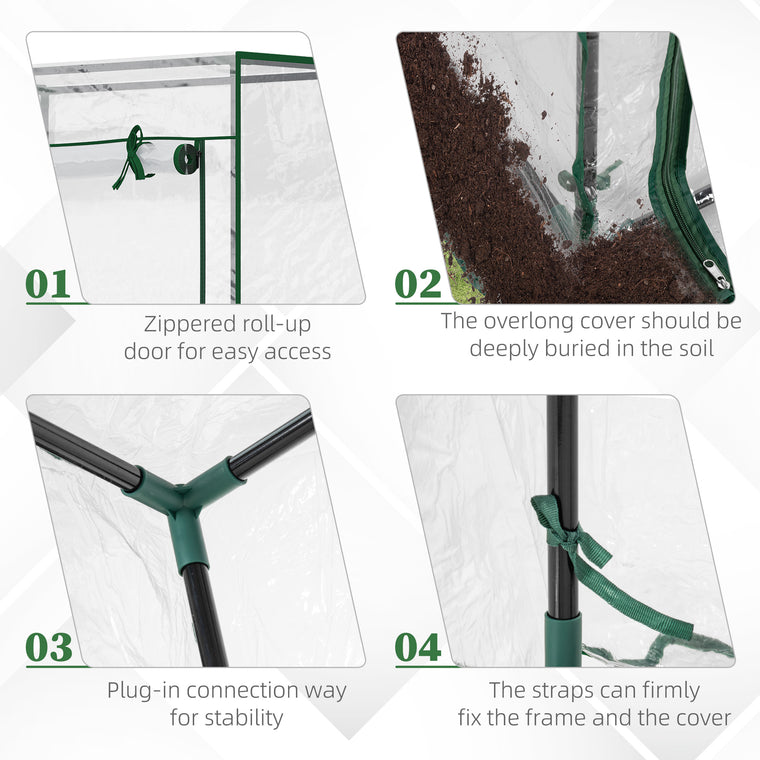 40" x 20" x 59" Clear Steel-Frame Greenhouse with Roll-Up Door