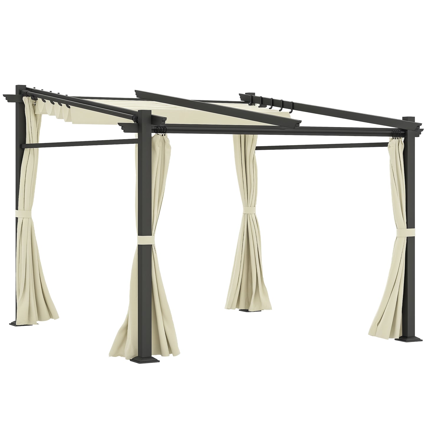 Metal Pergola with Sliding Roof Canopy, Retractable Pergola Canopy