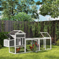 117" Extra Large Chicken Coop with Asphalt Roof, Wooden Hen House with Slide-out Tray, Quail Hutch with Nesting Box, Grey