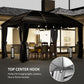 10x13 Hardtop Gazebo Aluminum Outdoor Canopy with Mesh Nettings Curtains Dark Grey