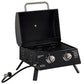 2 Burner Propane Gas Grill, Outdoor Portable Tabletop BBQ with Foldable Legs, 10000 Each Burner, Lid, for Camping, Picnic, Backyard, Black