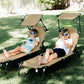 2 Piece Folding Outdoor Chaise Lounges, Pool Tanning Chairs with Reclining Back, Sunshade for Beach, Patio, Dark Grey