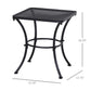 Square Outdoor Side Table, Metal Outdoor Patio Table, Garden Coffee Side Bistro Tables with Mesh Grid Top for Balcony, Porch, Backyard, 17.7" x 17.7" x 19.7", Black