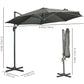 9.6' Cantilever Patio Umbrella Outdoor Hanging Offset Umbrella, Cross Base, 360° Rotation Aluminum Poles, Grey