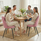 Modern Dining Chairs Set of 4, Upholstered Dining Room Chairs with Metal Legs, Shell Backrest, Padded Seat, Pink
