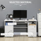 Computer Desk with Keyboard Tray and Drawers, Writing Desk, Home Office Workstation, White