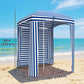 70.1" x 70.1" Blue White Stripe Cabana Umbrella with Walls