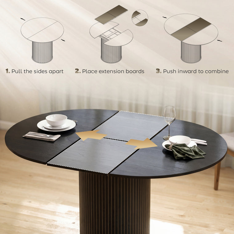 43.5"-59" Extendable Farmhouse Dining Table - Black Wood Grain