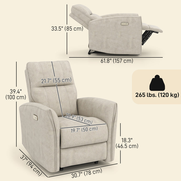 Power Recliner Chair with USB Ports and Footrest